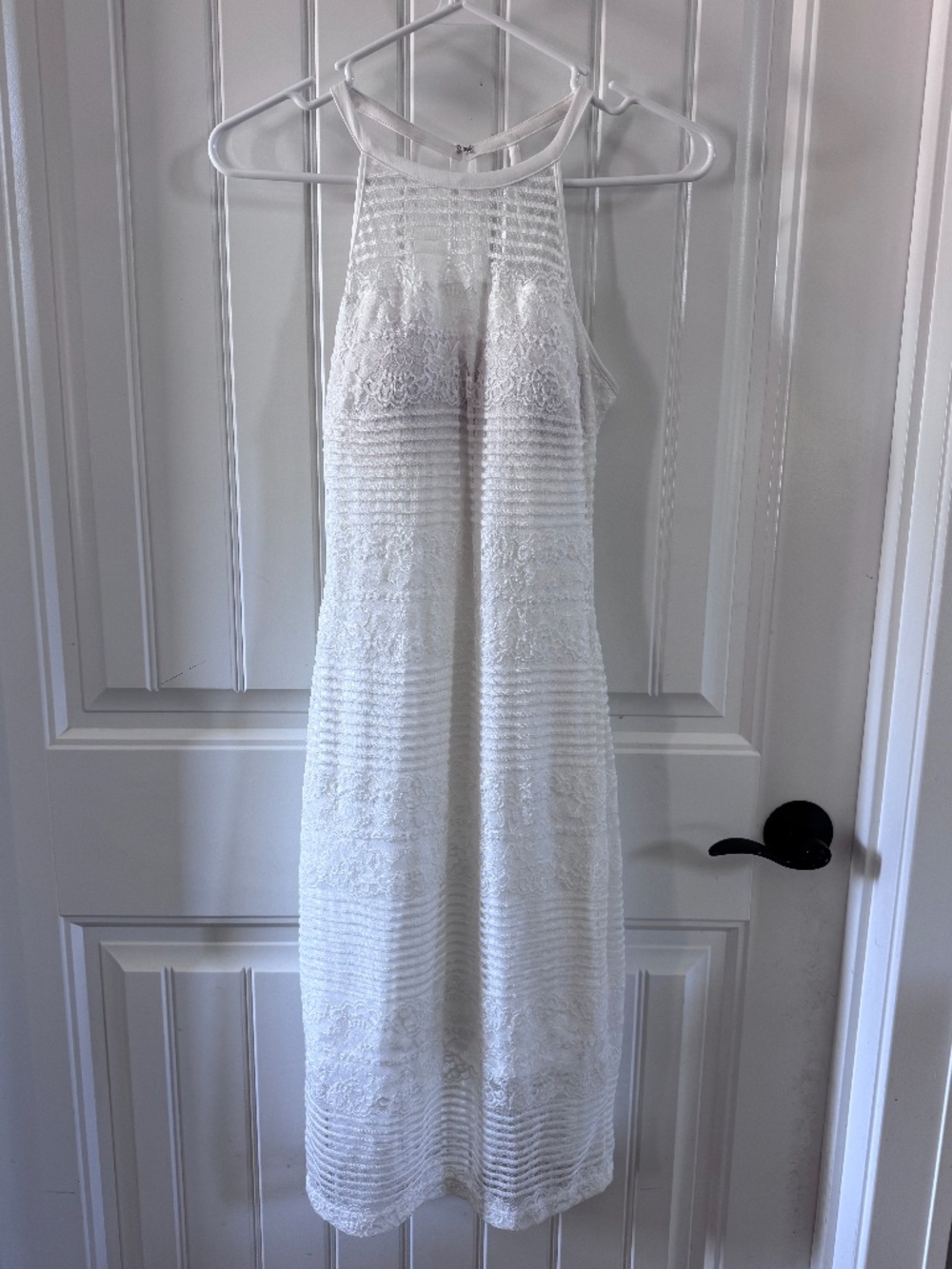 Guess Lace Illusion White Halter Dress